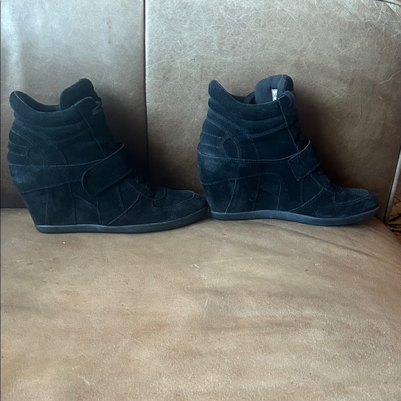 Ash Black Suede Wedge Boots - Picture 2 of 7